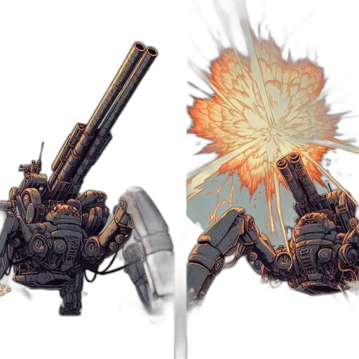weapon, robot, concept art, 3d render transparent PNG cut-out