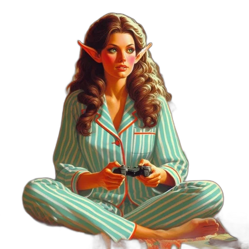 dress, staff, jewelry, fantasy art transparent PNG cut-out