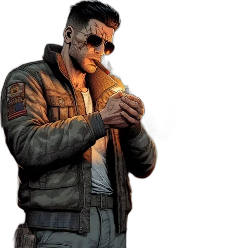 jacket, weapon, cyberpunk, concept art transparent PNG cut-out