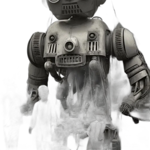 robot, mask, creature, staff transparent PNG cut-out