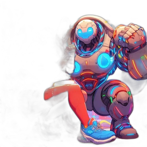 robot, weapon, concept art, pixel art transparent PNG cut-out