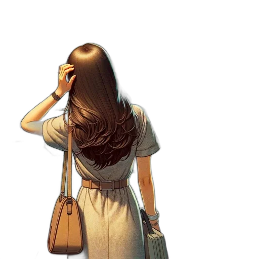 dress, face, staff, hair transparent PNG cut-out