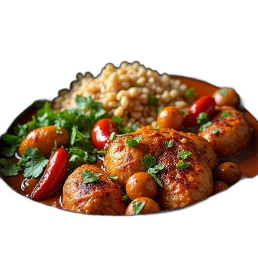 food, photorealistic, 3d render, cajun transparent PNG cut-out