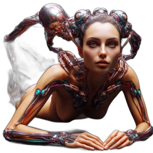 robot, creature, jewelry, cyberpunk transparent PNG cut-out