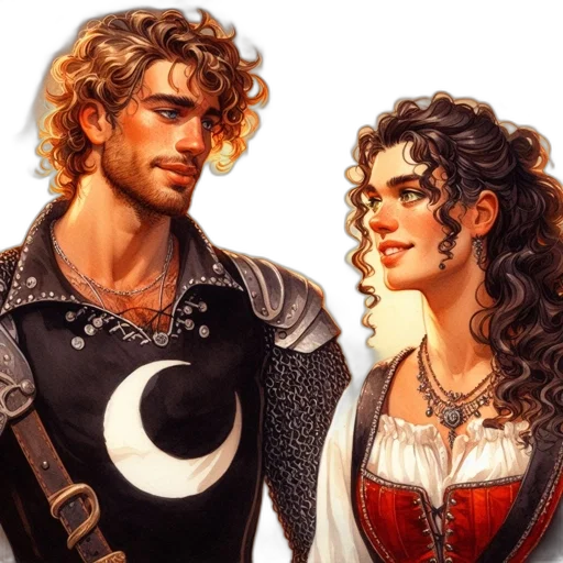 fantasy art, concept art, comic book art, two transparent PNG cut-out