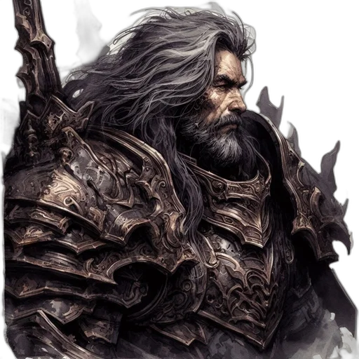 hair, sword, face, fantasy art transparent PNG cut-out