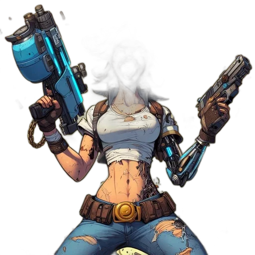 weapon, face, robot, jacket transparent PNG cut-out