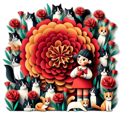 flower, fantasy art, forest, red transparent PNG cut-out