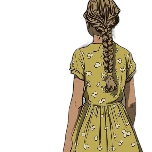 dress, hair, jewelry, staff transparent PNG cut-out