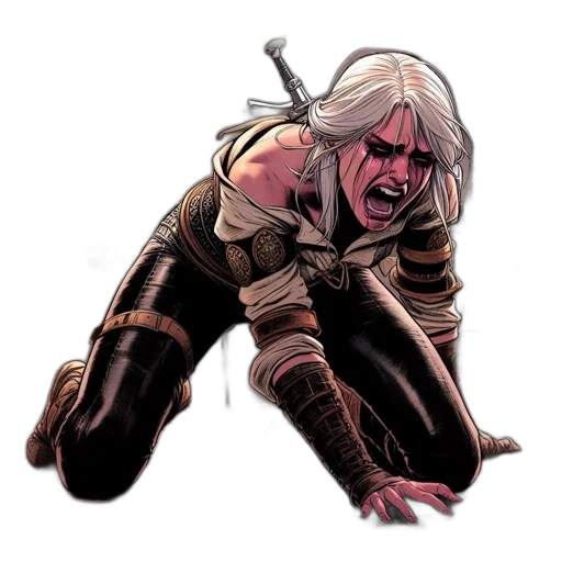 comic book art, concept art, wounded, woman transparent PNG cut-out