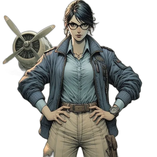 jacket, staff, weapon, comic book art transparent PNG cut-out