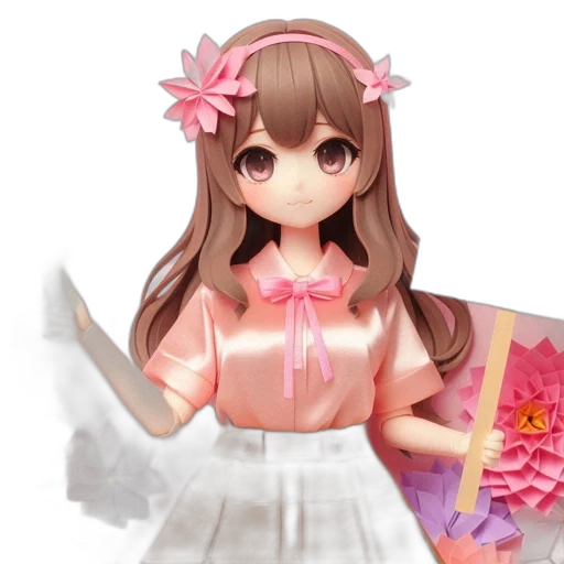 dress, staff, flower, 3d render transparent PNG cut-out