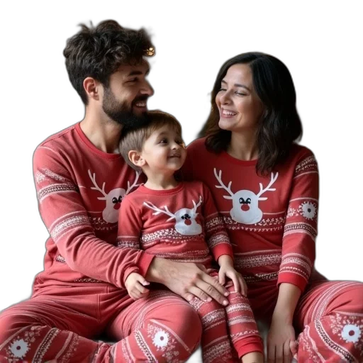 red, matching, reindeer, print transparent PNG cut-out