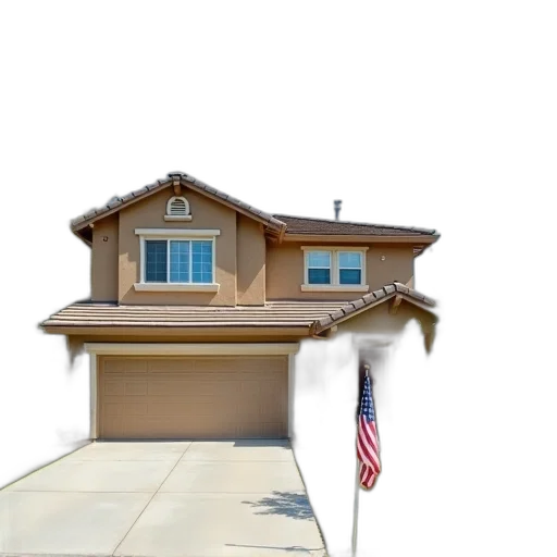 building, 3d render, photorealistic, two-story transparent PNG cut-out