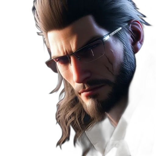 face, jacket, staff, weapon transparent PNG cut-out