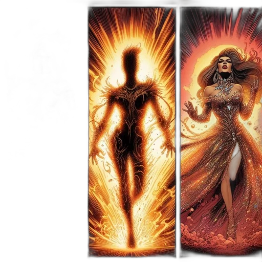 comic book art, concept art, fantasy art, fire transparent PNG cut-out