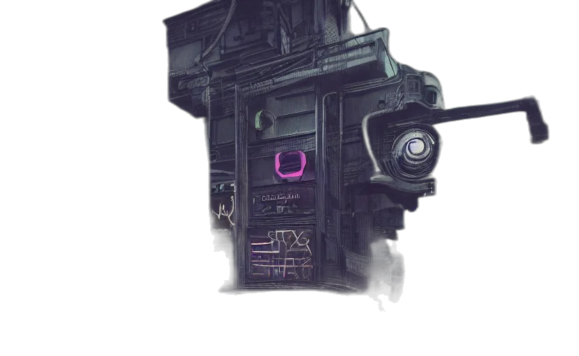 robot, building, car, weapon transparent PNG cut-out