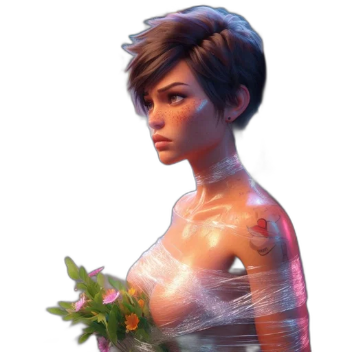 dress, flower, robot, face transparent PNG cut-out