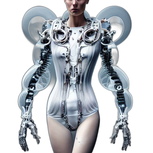 robot, concept art, 3d render, cyberpunk transparent PNG cut-out