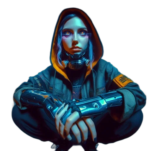 jacket, face, staff, weapon transparent PNG cut-out