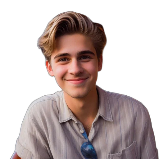 face, hair, jacket, staff transparent PNG cut-out