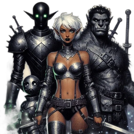 comic book art, concept art, fantasy art, cyberpunk transparent PNG cut-out