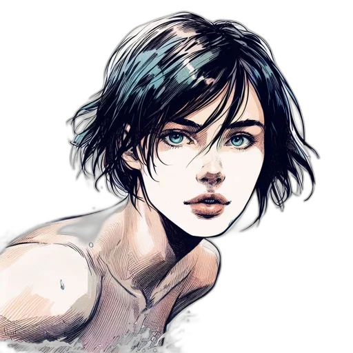 face, comic book art, watercolor, fantasy art transparent PNG cut-out