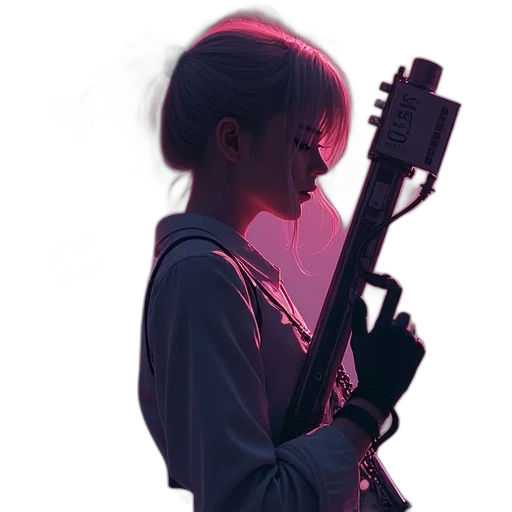 jacket, weapon, staff, robot transparent PNG cut-out
