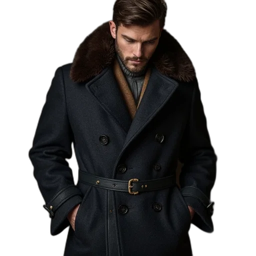 jacket, photorealistic, dark, mens transparent PNG cut-out