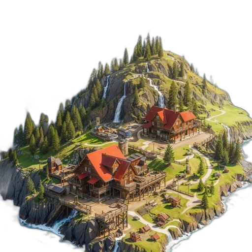 building, concept art, 3d render, fantasy art transparent PNG cut-out