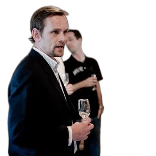 staff, man, suit, holds transparent PNG cut-out
