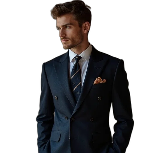jacket, staff, photorealistic, blue transparent PNG cut-out