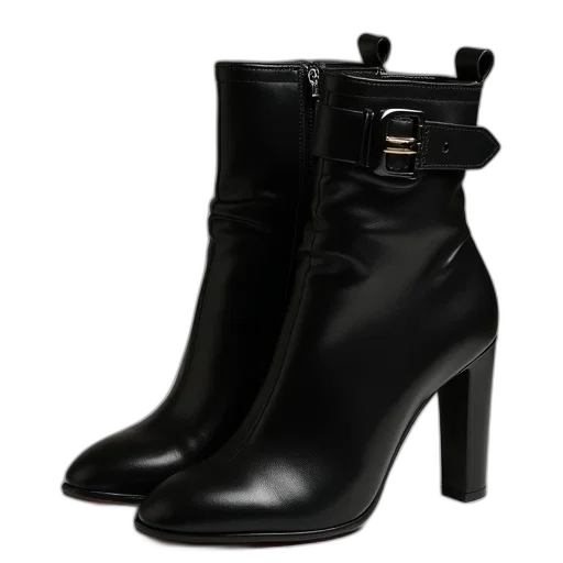 shoes, buckle, boot, black transparent PNG cut-out