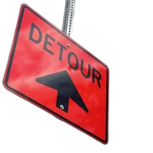 red, detour, sign, black transparent PNG cut-out