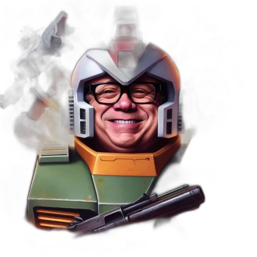 robot, face, weapon, staff transparent PNG cut-out