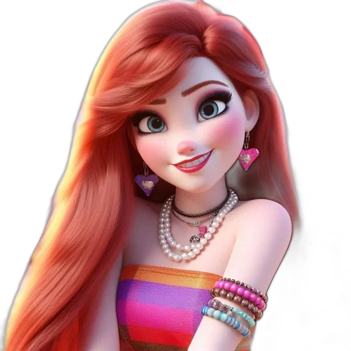 dress, jewelry, face, cartoon transparent PNG cut-out