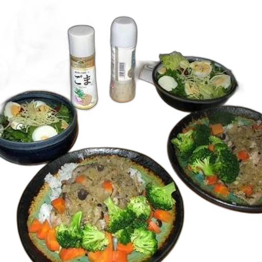 food, table, four, bowls transparent PNG cut-out
