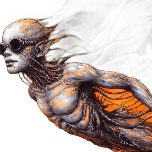 creature, hair, dress, mask transparent PNG cut-out