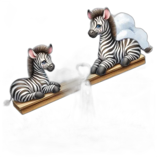 3d render, two, zebras, depicted transparent PNG cut-out
