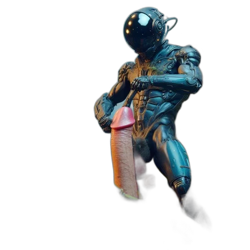 robot, jacket, creature, weapon transparent PNG cut-out