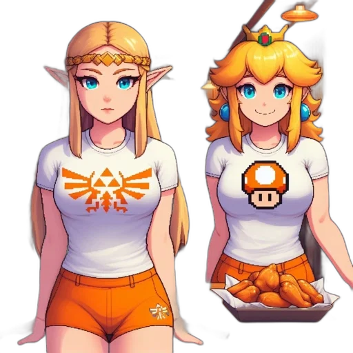 dress, crown, staff, pixel art transparent PNG cut-out