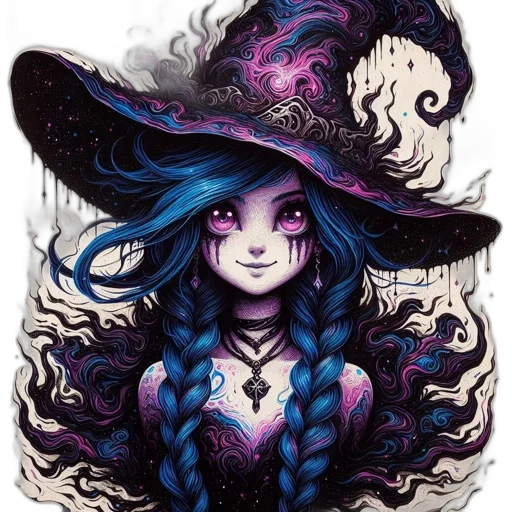 dress, hat, fantasy art, watercolor transparent PNG cut-out