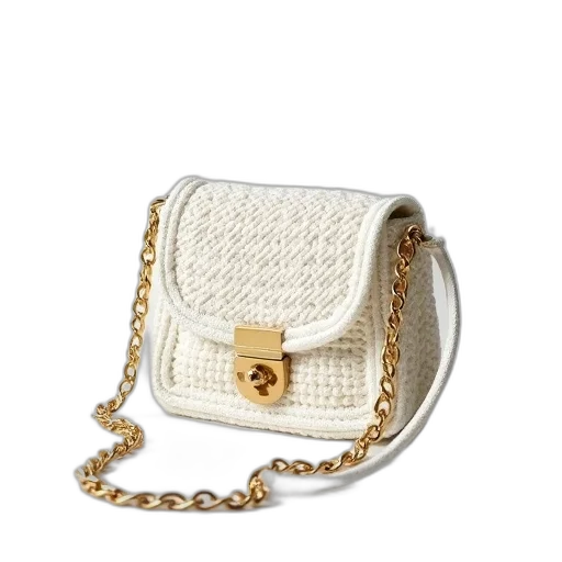 jewelry, white, crocheted, handbag transparent PNG cut-out