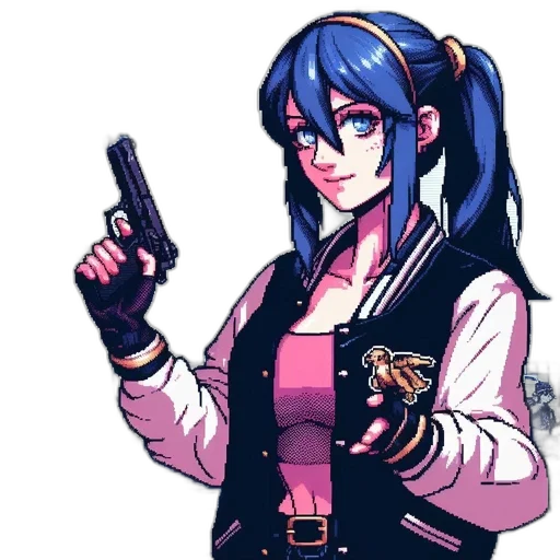 weapon, jacket, staff, pixel art transparent PNG cut-out