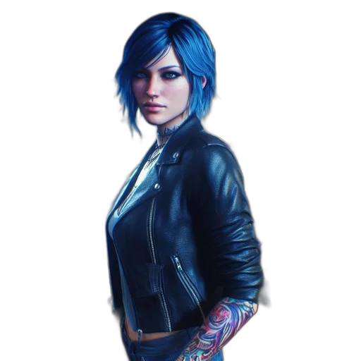 jacket, face, concept art, cyberpunk transparent PNG cut-out