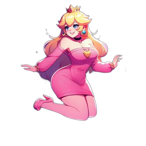 dress, crown, creature, staff transparent PNG cut-out