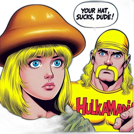 hat, hair, face, comic book art transparent PNG cut-out