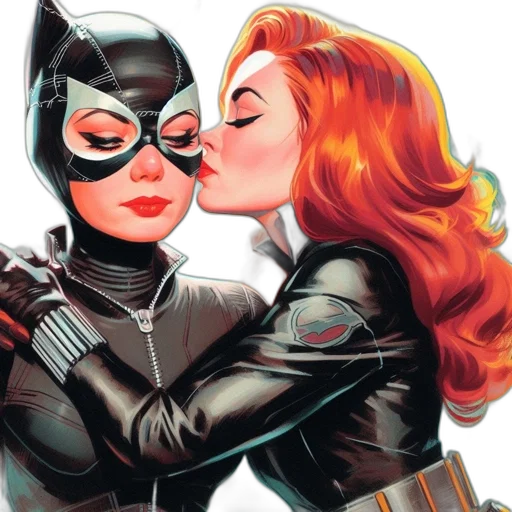 comic book art, two, female, characters transparent PNG cut-out