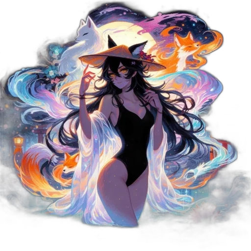 hat, staff, fantasy art, concept art transparent PNG cut-out