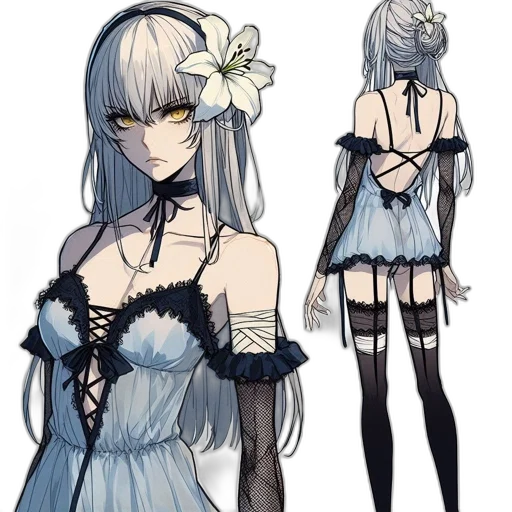 dress, staff, flower, creature transparent PNG cut-out